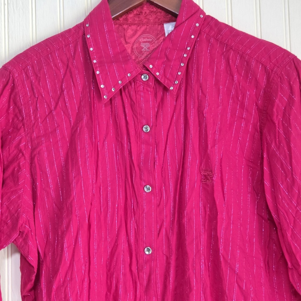Twenty X Button Up Shirt Womens XL Pink Collared Long Sleeve Western Studded